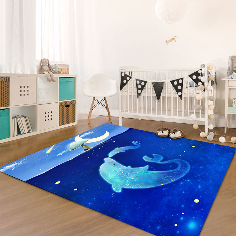 Cute Kids Room Rug Multi-Color Animal Pattern Rug Synthetics Anti-Slip Backing Easy Care Carpet Blue Clearhalo 'Area Rug' 'Modern' 'Rugs' Rug' 2238386