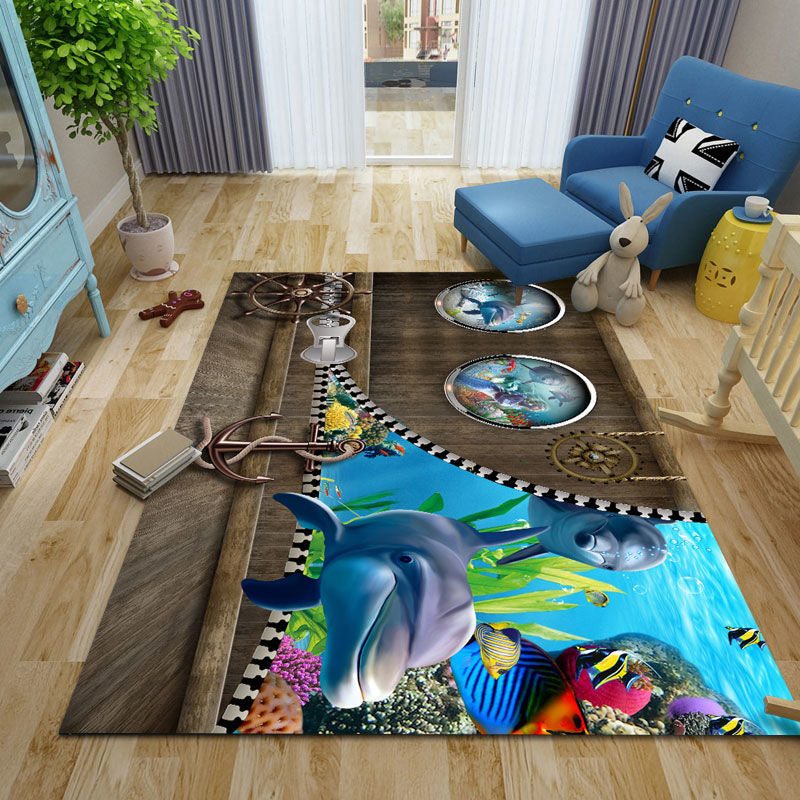 Cute Kids Room Rug Multi-Color Animal Pattern Rug Synthetics Anti-Slip Backing Easy Care Carpet Brown Clearhalo 'Area Rug' 'Modern' 'Rugs' Rug' 2238387