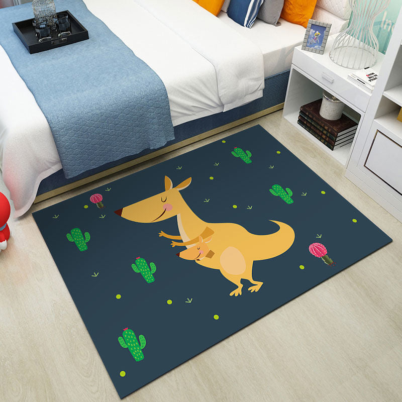 Cute Kids Room Rug Multi-Color Animal Pattern Rug Synthetics Anti-Slip Backing Easy Care Carpet Navy Clearhalo 'Area Rug' 'Modern' 'Rugs' Rug' 2238391