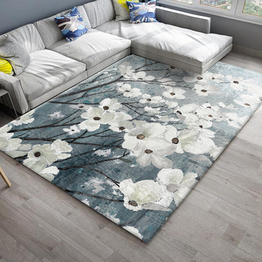 Multi Color Living Room Rug Asia Plant Print Carpet Polyster Pet Friendly Easy Care Indoor Rug White Clearhalo 'Area Rug' 'Modern' 'Rugs' Rug' 2238419