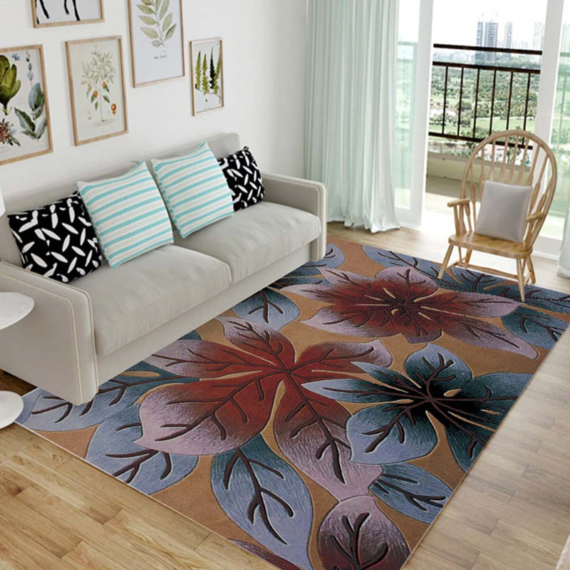 Multi Colored Chinese Rug Polyster Plant Printed Carpet Machine Washable Stain-Resistant Indoor Rug for Parlor Grey Clearhalo 'Area Rug' 'Modern' 'Rugs' Rug' 2238426