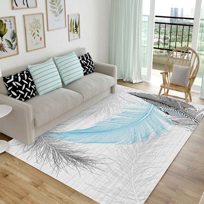 Multi Colored Chinese Rug Polyster Plant Printed Carpet Machine Washable Stain-Resistant Indoor Rug for Parlor Clearhalo 'Area Rug' 'Modern' 'Rugs' Rug' 2238427