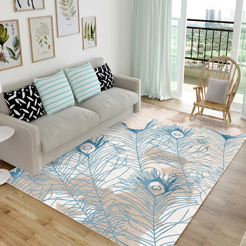 Multi Colored Chinese Rug Polyster Plant Printed Carpet Machine Washable Stain-Resistant Indoor Rug for Parlor Clearhalo 'Area Rug' 'Modern' 'Rugs' Rug' 2238428