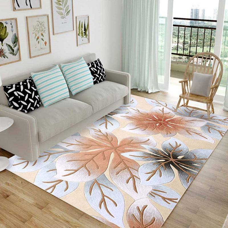 Multi Colored Chinese Rug Polyster Plant Printed Carpet Machine Washable Stain-Resistant Indoor Rug for Parlor Clearhalo 'Area Rug' 'Modern' 'Rugs' Rug' 2238443