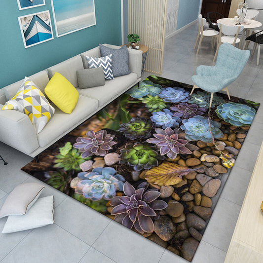 Modern Floral Pattern Rug Multi-Color Polyster Indoor Rug Pet Friendly Stain-Resistant Carpet for Childrens Bedroom Blue-Purple Clearhalo 'Area Rug' 'Modern' 'Rugs' Rug' 2238450