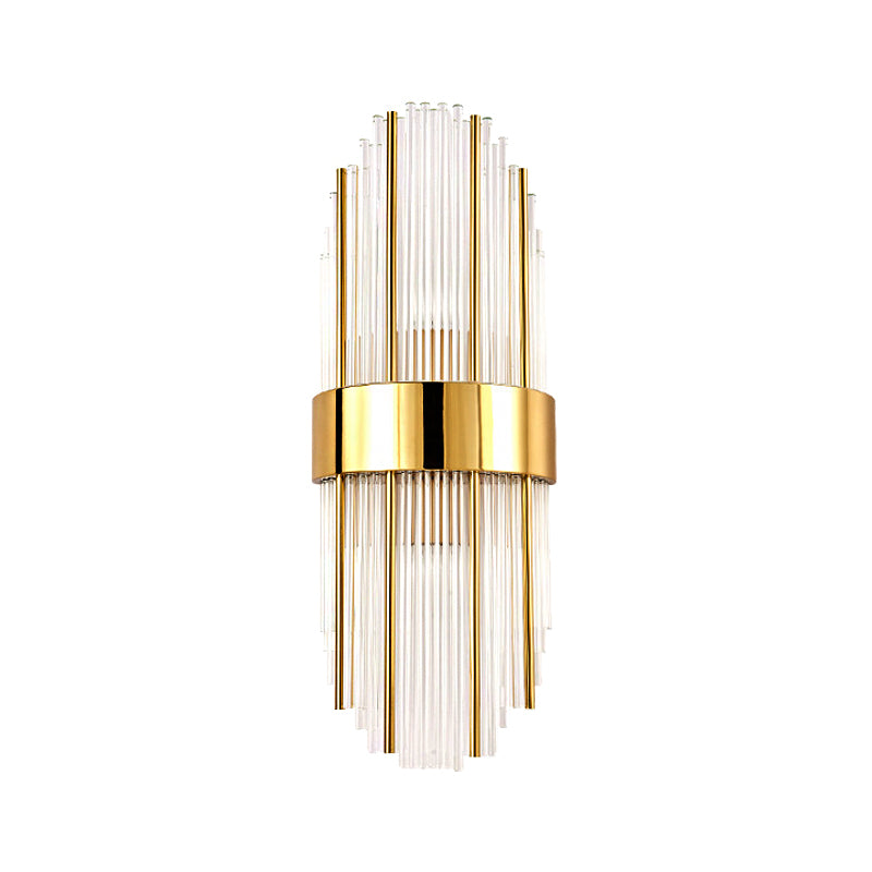 1 Light Living Room Wall Light Contemporary Style Brass Finish Wall Mounted Light with Oval Clear Crystal Shade Clearhalo 'Modern wall lights' 'Modern' 'Wall Lamps & Sconces' 'Wall Lights' Lighting' 223861