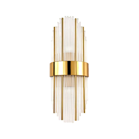 1 Light Living Room Wall Light Contemporary Style Brass Finish Wall Mounted Light with Oval Clear Crystal Shade Clearhalo 'Modern wall lights' 'Modern' 'Wall Lamps & Sconces' 'Wall Lights' Lighting' 223861