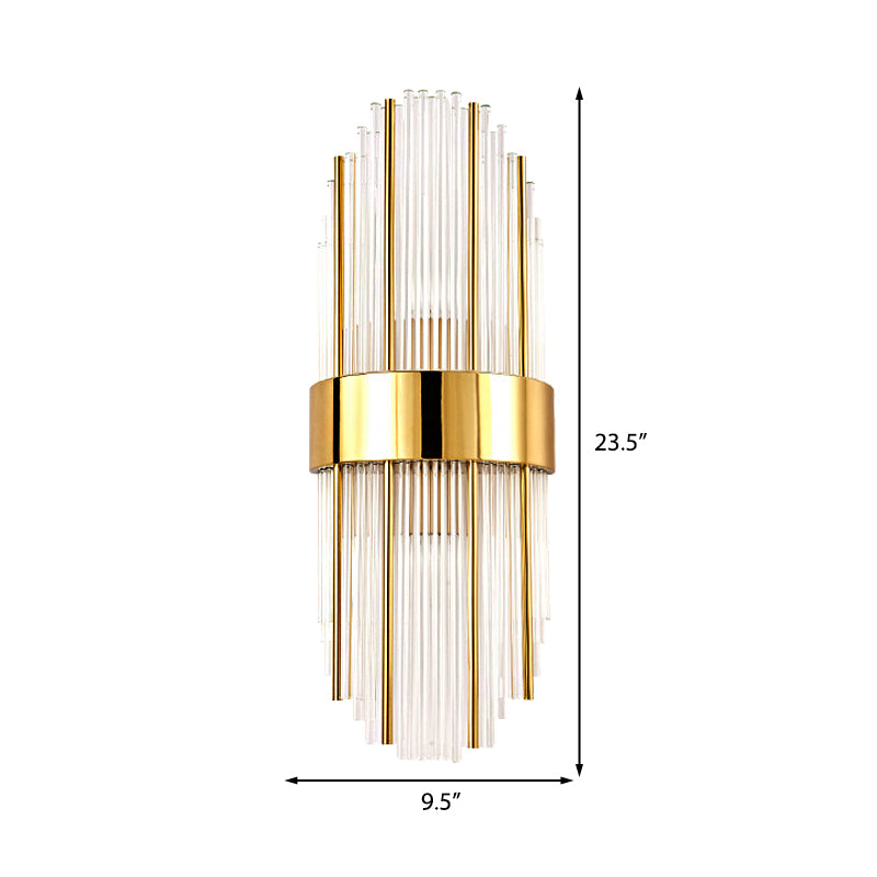 1 Light Living Room Wall Light Contemporary Style Brass Finish Wall Mounted Light with Oval Clear Crystal Shade Clearhalo 'Modern wall lights' 'Modern' 'Wall Lamps & Sconces' 'Wall Lights' Lighting' 223862