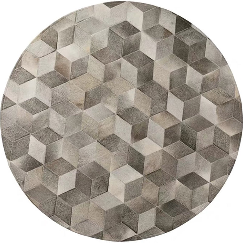 Modern Living Room Rug Multicolor Geo Patterned Rug Cowhide Pet Friendly Stain-Resistant Carpet Grey Clearhalo 'Area Rug' 'Modern' 'Rugs' Rug' 2238665