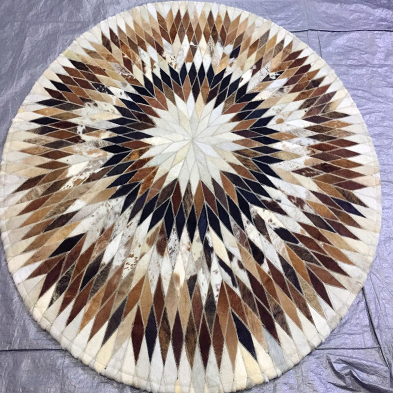 Modern Living Room Rug Multicolor Geo Patterned Rug Cowhide Pet Friendly Stain-Resistant Carpet White-Brown Clearhalo 'Area Rug' 'Modern' 'Rugs' Rug' 2238675