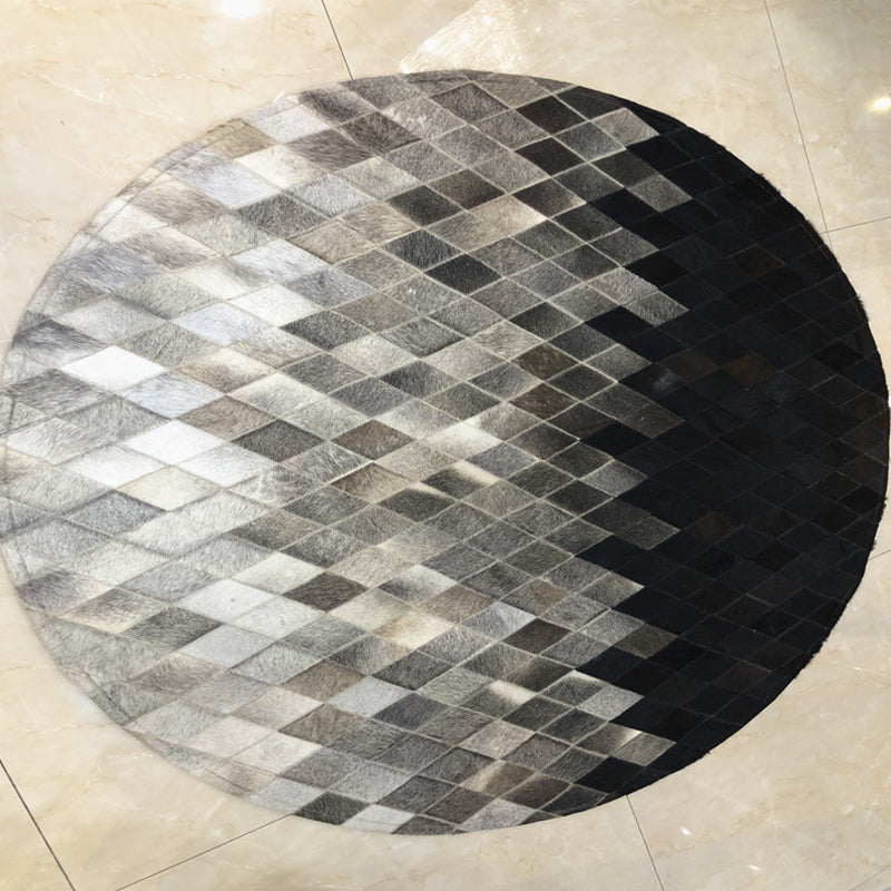 Modern Living Room Rug Multicolor Geo Patterned Rug Cowhide Pet Friendly Stain-Resistant Carpet Black-Gray Clearhalo 'Area Rug' 'Modern' 'Rugs' Rug' 2238676