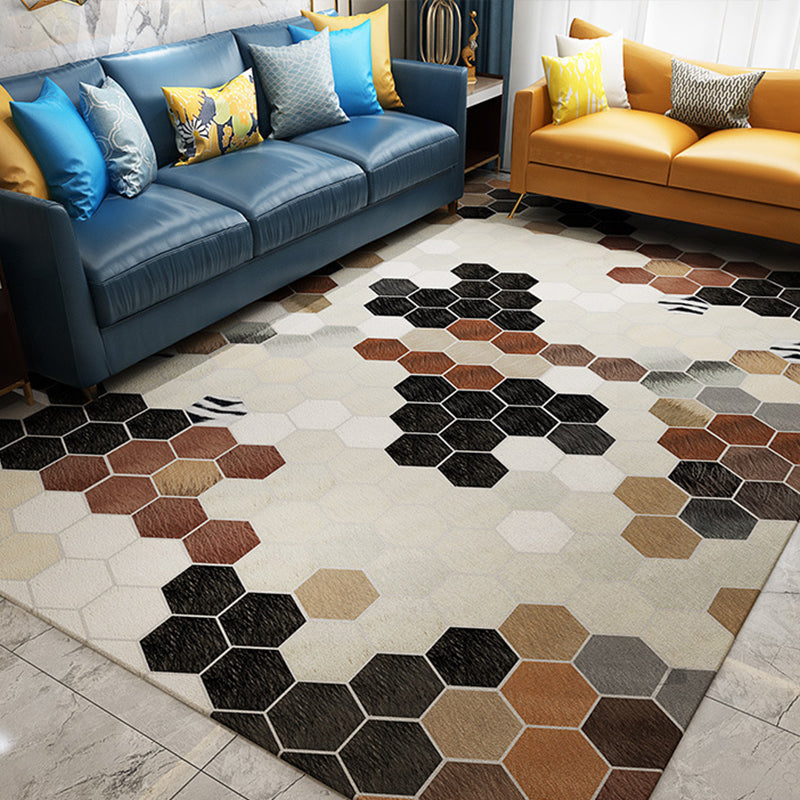 Modern Living Room Rug Multi-Color Geometric Print Carpet Non-Slip Backing Washable Indoor Rug White-Brown Clearhalo 'Area Rug' 'Modern' 'Rugs' Rug' 2238712