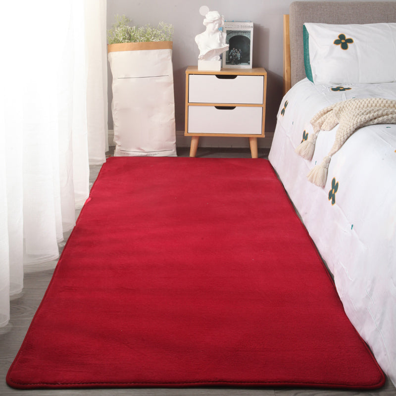 Simplicity Bedroom Rug Multi-Colored Plain Area Carpet Polypropylene Non-Slip Backing Stain-Resistant Rug Burgundy Clearhalo 'Area Rug' 'Casual' 'Rugs' Rug' 2239195