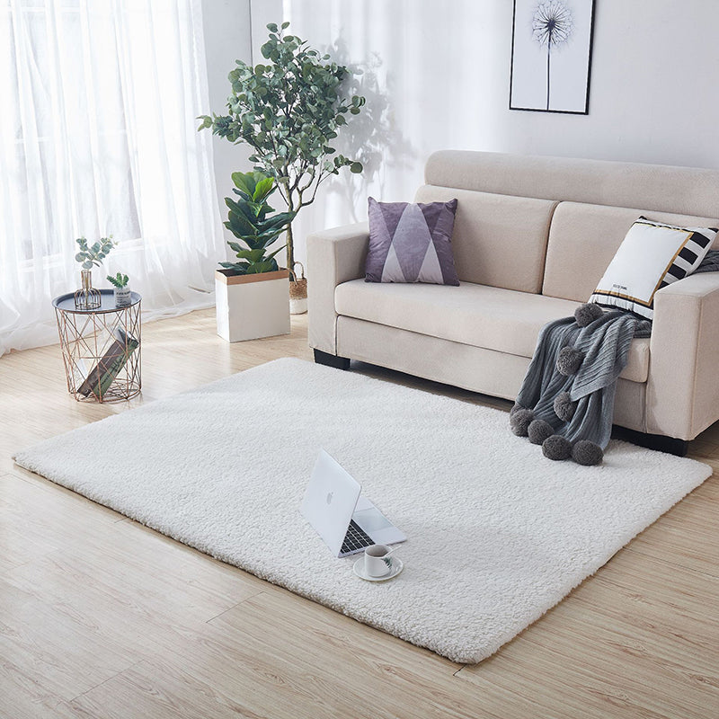 Multi-Colored Plain Rug Synthetics Minimalist Carpet Pet Friendly Anti-Slip Backing Indoor Rug for Living Room White Clearhalo 'Area Rug' 'Casual' 'Rugs' Rug' 2239365