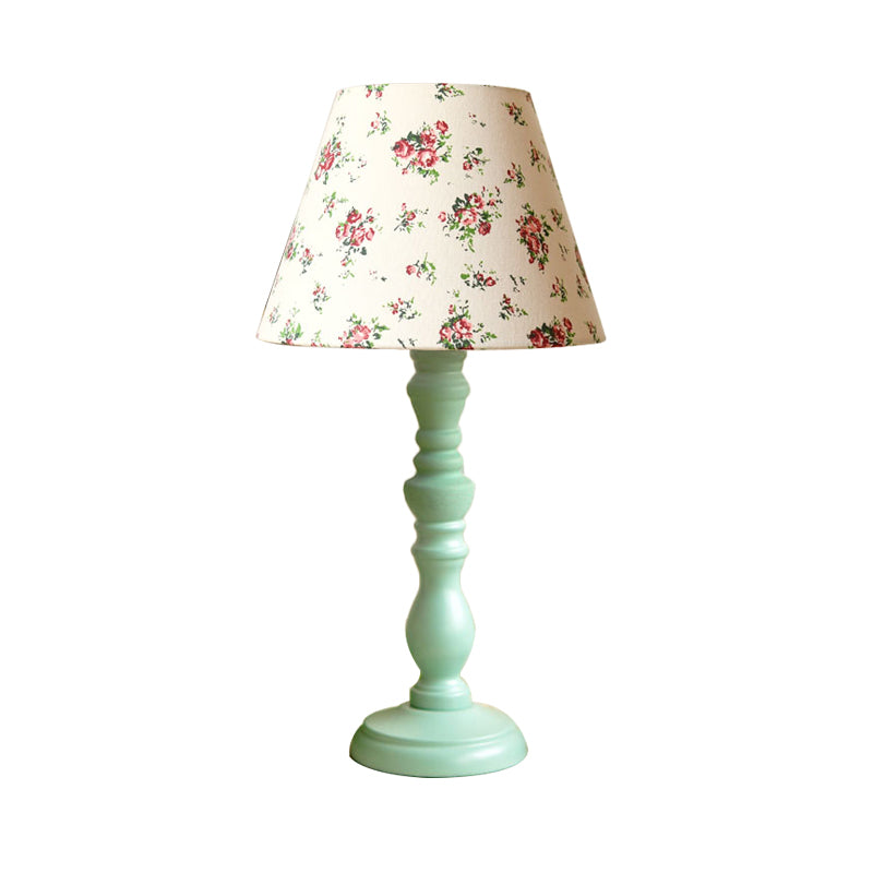 1 Light Barrel Desk Lamp Traditional Style White/Blue/Purple and Red Fabric Task Lighting for Bedroom with Base Clearhalo 'Lamps' 'Table Lamps' Lighting' 223938