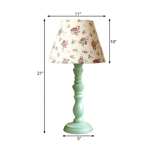 1 Light Barrel Desk Lamp Traditional Style White/Blue/Purple and Red Fabric Task Lighting for Bedroom with Base Clearhalo 'Lamps' 'Table Lamps' Lighting' 223939