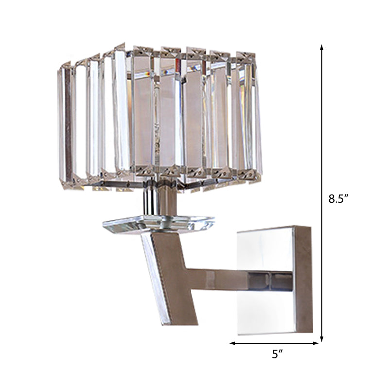 Cubic Clear Crystal Wall Light Modernism Stylish 1 Light Chrome Wall Sconce Lighting for Corridor Clearhalo 'Modern wall lights' 'Modern' 'Wall Lamps & Sconces' 'Wall Lights' Lighting' 224019