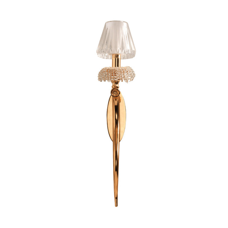 Acrylic Conical Wall Light Sconce Contemporary Style 1 Bulb Brass Finish Wall Mount Light with Clear Crystal Accent Clearhalo 'Modern wall lights' 'Modern' 'Wall Lamps & Sconces' 'Wall Lights' Lighting' 224043