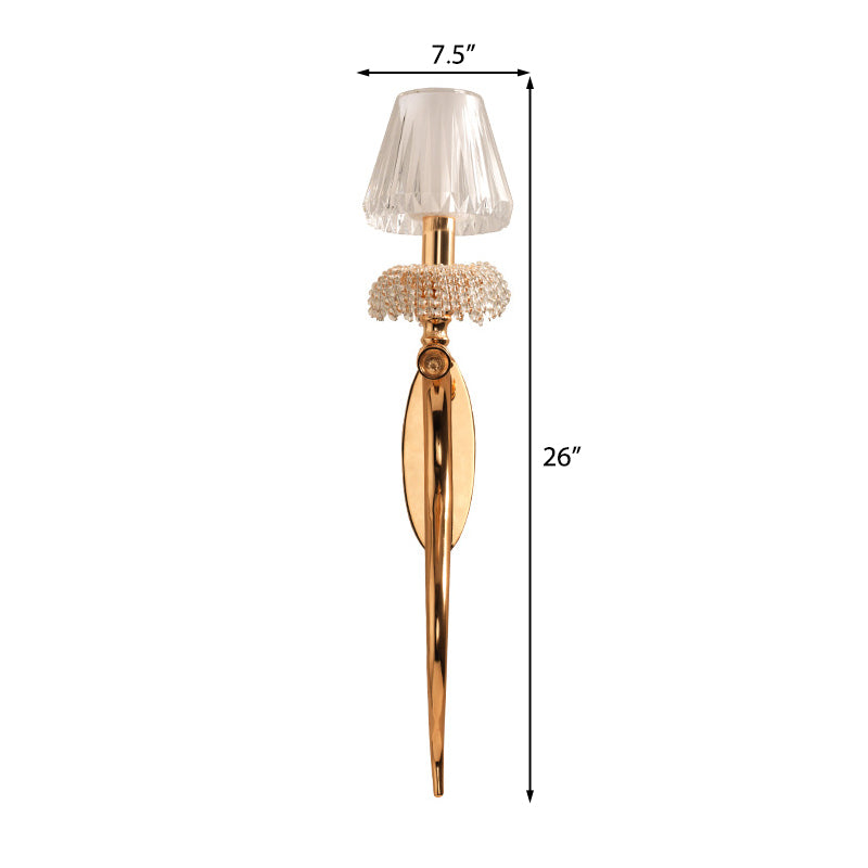 Acrylic Conical Wall Light Sconce Contemporary Style 1 Bulb Brass Finish Wall Mount Light with Clear Crystal Accent Clearhalo 'Modern wall lights' 'Modern' 'Wall Lamps & Sconces' 'Wall Lights' Lighting' 224044