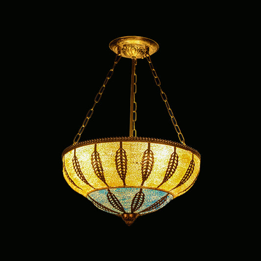 Metallic Bowl Ceiling Lighting Moroccan 3 Heads Restaurant Chandelier Light Fixture in Yellow Clearhalo 'Ceiling Lights' 'Chandeliers' Lighting' options 2240897