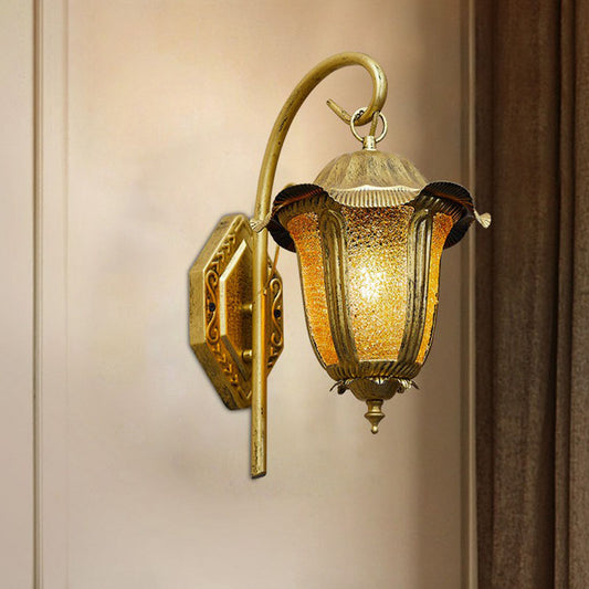 1 Head Wall Mount Light Moroccan Bell Iron Wall Light Fixture in Brass for Living Room Clearhalo 'Wall Lamps & Sconces' 'Wall Lights' Lighting' 2240902