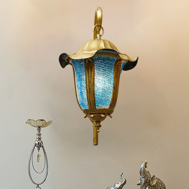 Moroccan Bell Wall Light Fixture Single-Bulb Metallic Wall Mounted Lamp in Lake Blue Clearhalo 'Wall Lamps & Sconces' 'Wall Lights' Lighting' 2240906