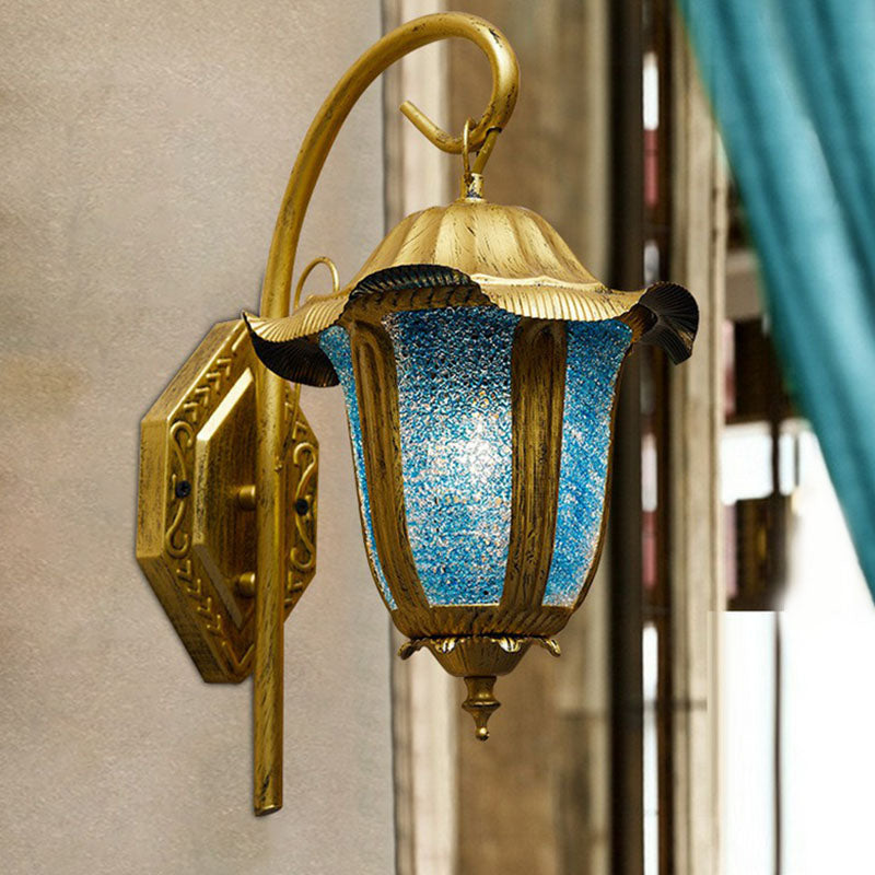 Moroccan Bell Wall Light Fixture Single-Bulb Metallic Wall Mounted Lamp in Lake Blue Clearhalo 'Wall Lamps & Sconces' 'Wall Lights' Lighting' 2240907