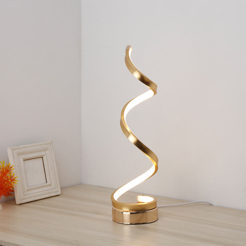 Spiral Shaped Nightstand Lamp Contemporary Acrylic Living Room LED Table Lighting Gold Clearhalo 'Lamps' 'Table Lamps' Lighting' 2240923