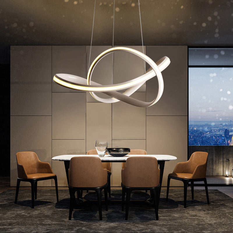 Modern Seamless Curve LED Ceiling Lighting Metallic Dining Room