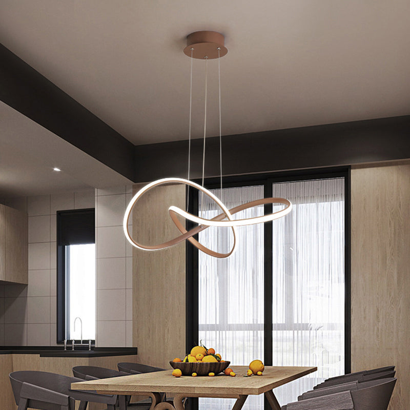Seamless Curve Chandelier Pendant Light Contemporary Metallic Restaurant LED Hanging Light in Gold Clearhalo 'Ceiling Lights' 'Chandeliers' 'Modern Chandeliers' 'Modern' Lighting' 2241004