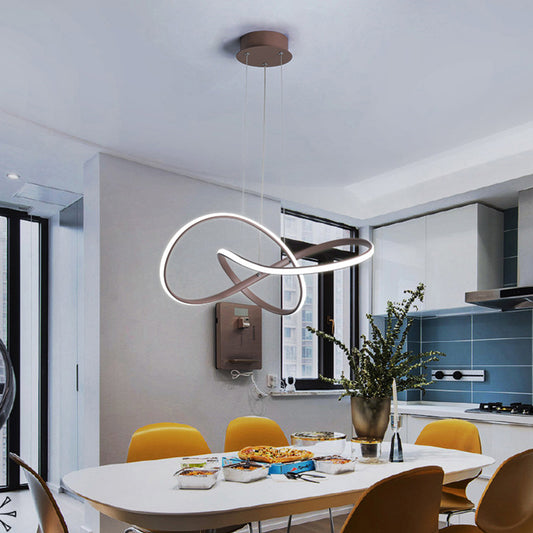 Seamless Curve Chandelier Pendant Light Contemporary Metallic Restaurant LED Hanging Light in Gold Clearhalo 'Ceiling Lights' 'Chandeliers' 'Modern Chandeliers' 'Modern' Lighting' 2241005