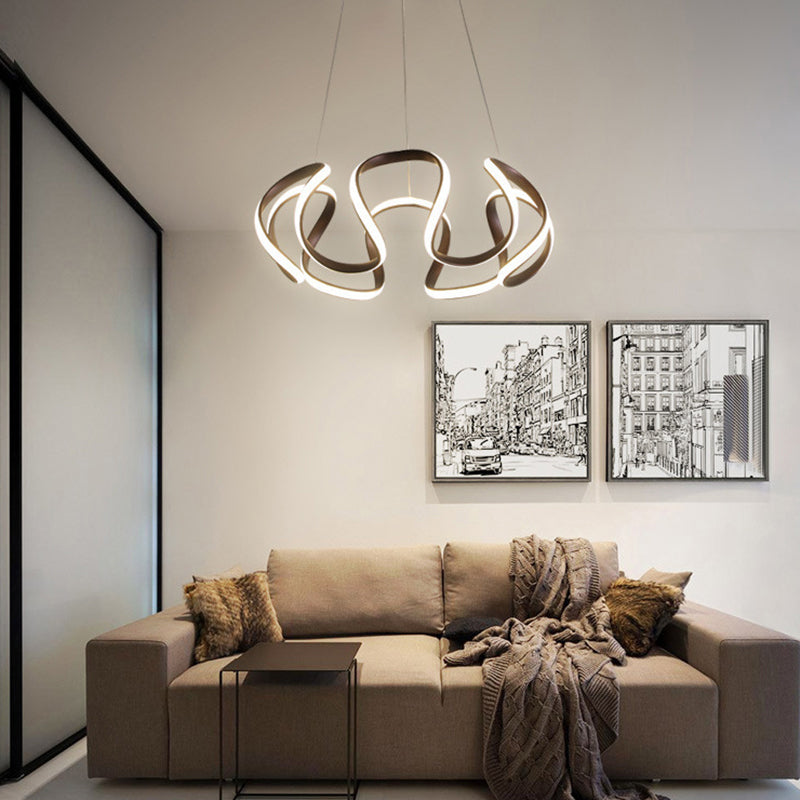 Minimalist Flower Shaped Chandelier Lighting Acrylic Living Room LED Pendant Light Clearhalo 'Ceiling Lights' 'Chandeliers' 'Modern Chandeliers' 'Modern' Lighting' 2241020