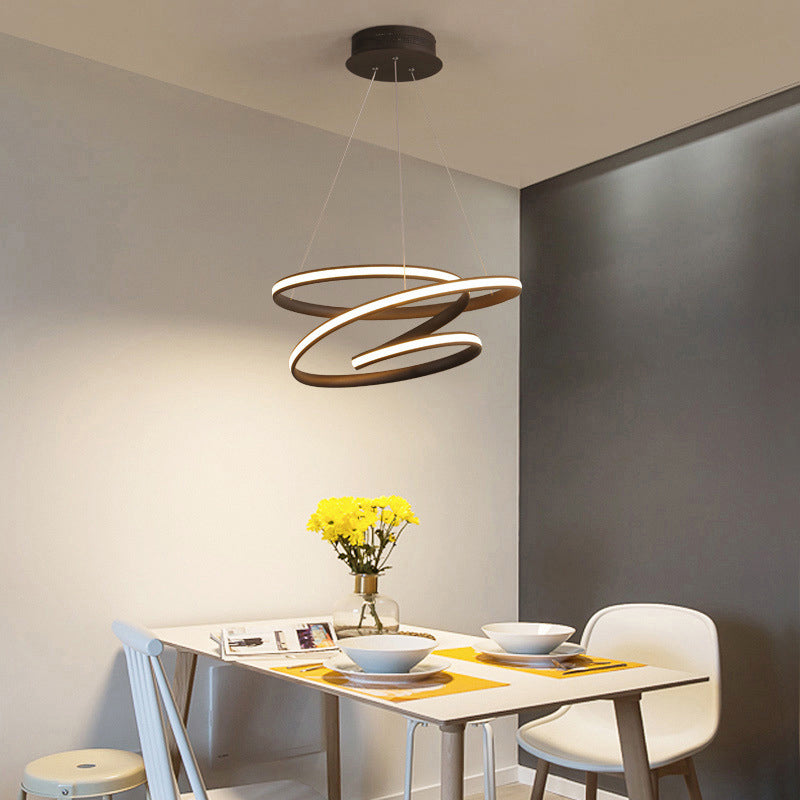 Seamless Curve Restaurant LED Suspension Light Metallic Nordic Style Chandelier Light in Coffee Clearhalo 'Ceiling Lights' 'Chandeliers' 'Modern Chandeliers' 'Modern' Lighting' 2241034