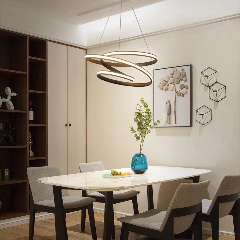 Seamless Curve Restaurant LED Suspension Light Metallic Nordic Style Chandelier Light in Coffee Coffee 31.5" Clearhalo 'Ceiling Lights' 'Chandeliers' 'Modern Chandeliers' 'Modern' Lighting' 2241035