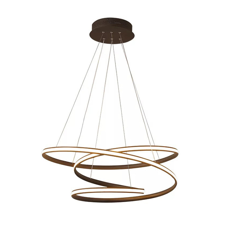 Seamless Curve Restaurant LED Suspension Light Metallic Nordic Style Chandelier Light in Coffee Clearhalo 'Ceiling Lights' 'Chandeliers' 'Modern Chandeliers' 'Modern' Lighting' 2241039