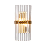 Cylinder Clear Crystal Sconce Lighting Modernism Stylish 2 Lights Gold Finish Wall Light for Living Room Clearhalo 'Modern wall lights' 'Modern' 'Wall Lamps & Sconces' 'Wall Lights' Lighting' 224103