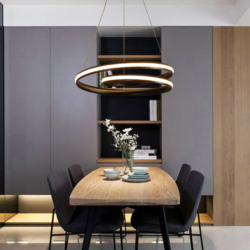 Metallic Seamless Curve Chandelier Lighting Minimalist LED Pendant Light for Dining Room Clearhalo 'Ceiling Lights' 'Chandeliers' 'Modern Chandeliers' 'Modern' Lighting' 2241041