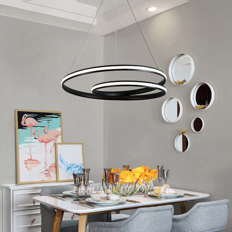 Metallic Seamless Curve Chandelier Lighting Minimalist LED Pendant Light for Dining Room Black Clearhalo 'Ceiling Lights' 'Chandeliers' 'Modern Chandeliers' 'Modern' Lighting' 2241042