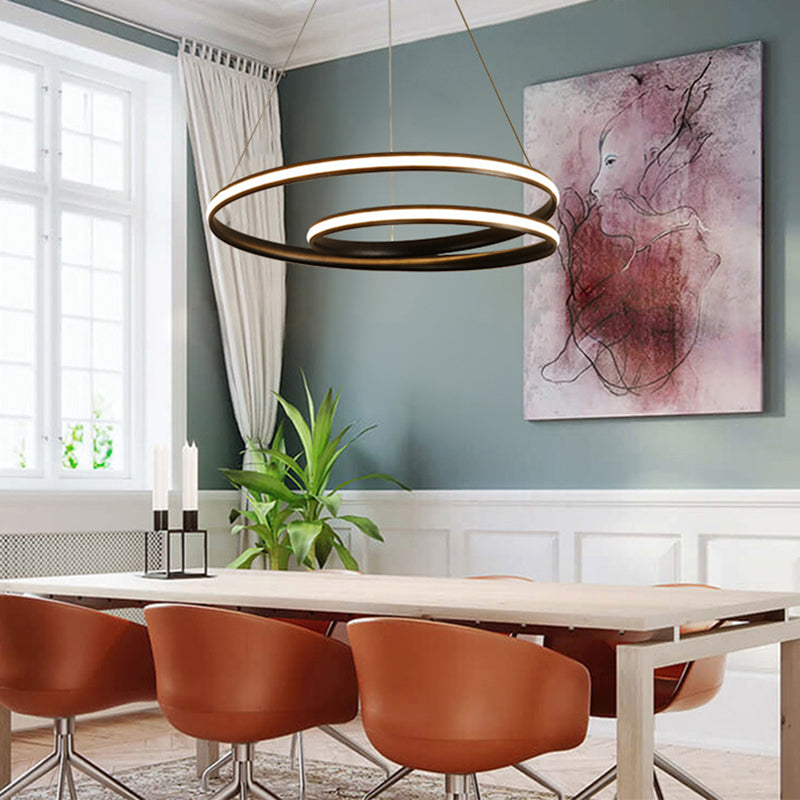 Metallic Seamless Curve Chandelier Lighting Minimalist LED Pendant Light for Dining Room Clearhalo 'Ceiling Lights' 'Chandeliers' 'Modern Chandeliers' 'Modern' Lighting' 2241045