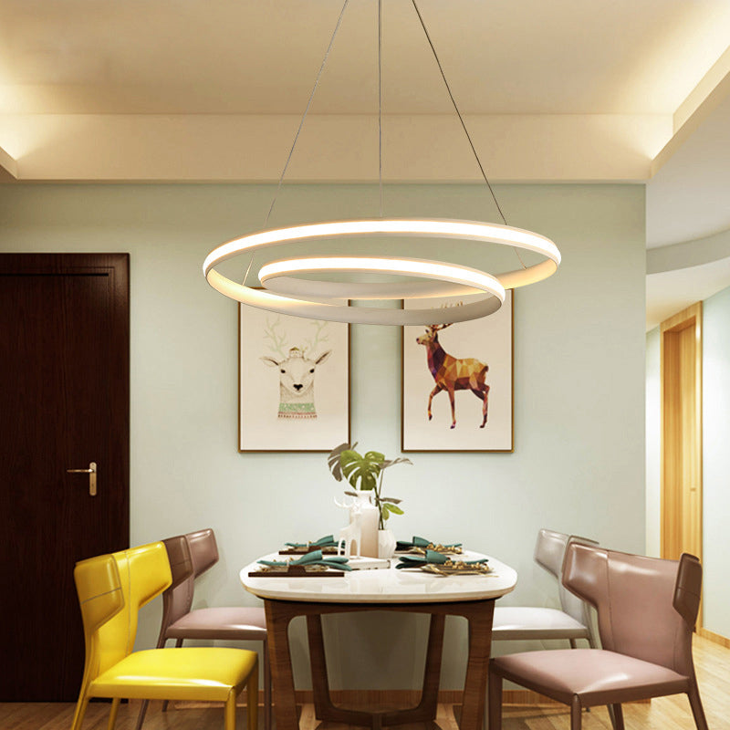 Metallic Seamless Curve Chandelier Lighting Minimalist LED Pendant Light for Dining Room Clearhalo 'Ceiling Lights' 'Chandeliers' 'Modern Chandeliers' 'Modern' Lighting' 2241046