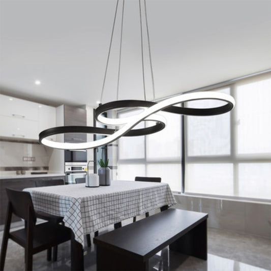 Metal Music Note Chandelier Lighting Minimalist LED Pendant Light for Dining Room Black Clearhalo 'Ceiling Lights' 'Chandeliers' 'Modern Chandeliers' 'Modern' Lighting' 2241069