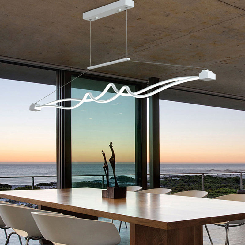 Twisted Island Pendant Lighting Contemporary Metallic Dining Room LED Ceiling Light Clearhalo 'Ceiling Lights' 'Island Lights' Lighting' 2241089