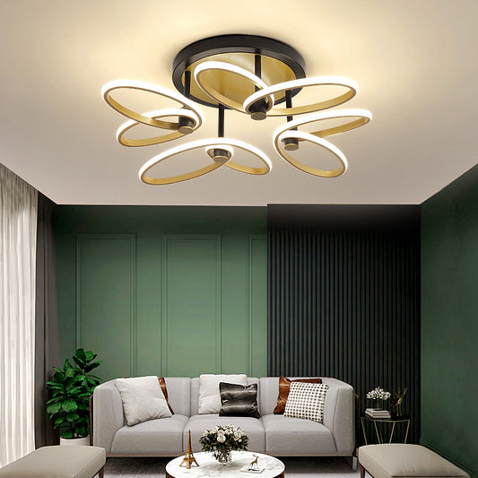 Butterfly LED Semi Flush Modern Acrylic Living Room Flush Ceiling Light Fixture in Gold 4 Gold Clearhalo 'Ceiling Lights' 'Close To Ceiling Lights' 'Close to ceiling' 'Semi-flushmount' Lighting' 2241194