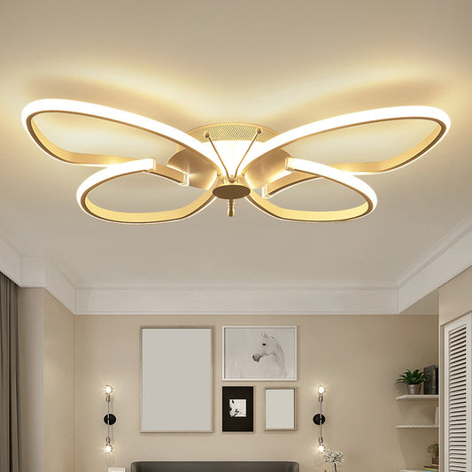 Butterfly Bedroom LED Flush Lighting Aluminum Modern Style Ceiling Mounted Light Fixture Clearhalo 'Ceiling Lights' 'Close To Ceiling Lights' 'Close to ceiling' 'Flush mount' Lighting' 2241213