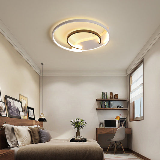 Simple Style Ring Flush Ceiling Light Acrylic Bedroom LED Flush Mount Lighting in Black and White Clearhalo 'Ceiling Lights' 'Close To Ceiling Lights' 'Close to ceiling' 'Flush mount' Lighting' 2241247