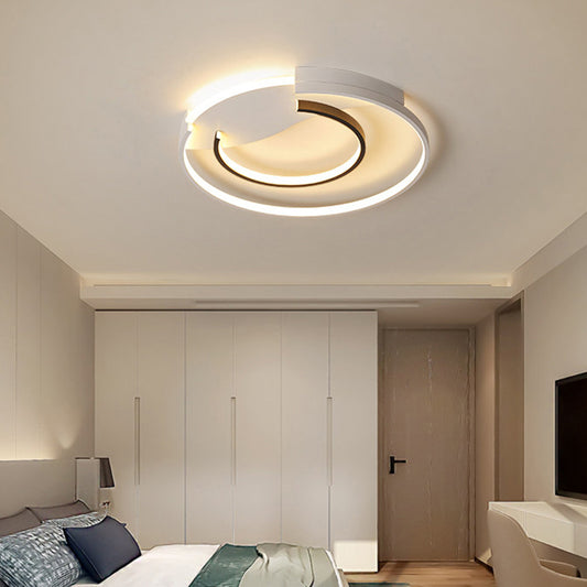 Simple Style Ring Flush Ceiling Light Acrylic Bedroom LED Flush Mount Lighting in Black and White Clearhalo 'Ceiling Lights' 'Close To Ceiling Lights' 'Close to ceiling' 'Flush mount' Lighting' 2241248