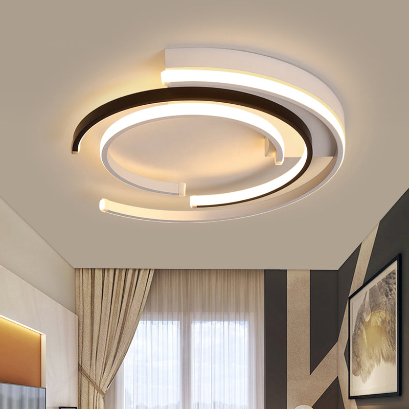 Modern Circular Flush Mount Lighting Acrylic Bedroom LED Flush Mount Fixture in Black and White Clearhalo 'Ceiling Lights' 'Close To Ceiling Lights' 'Close to ceiling' 'Flush mount' Lighting' 2241257