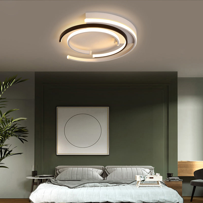 Modern Circular Flush Mount Lighting Acrylic Bedroom LED Flush Mount Fixture in Black and White Clearhalo 'Ceiling Lights' 'Close To Ceiling Lights' 'Close to ceiling' 'Flush mount' Lighting' 2241259
