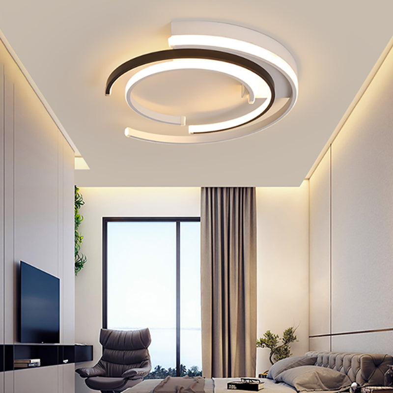 Modern Circular Flush Mount Lighting Acrylic Bedroom LED Flush Mount Fixture in Black and White Clearhalo 'Ceiling Lights' 'Close To Ceiling Lights' 'Close to ceiling' 'Flush mount' Lighting' 2241261