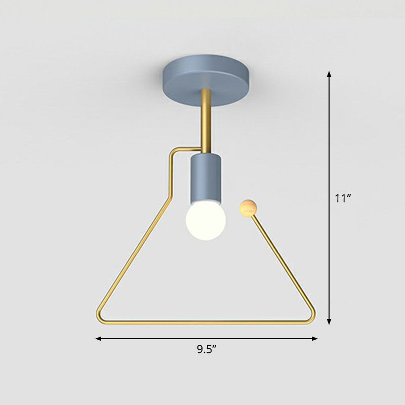 Geometrical Metallic Semi Flush Ceiling Light Vintage 1-Light Corridor Flush Mount Lighting Fixture Grey Trapezoid Clearhalo 'Ceiling Lights' 'Close To Ceiling Lights' 'Close to ceiling' 'Semi-flushmount' Lighting' 2241332